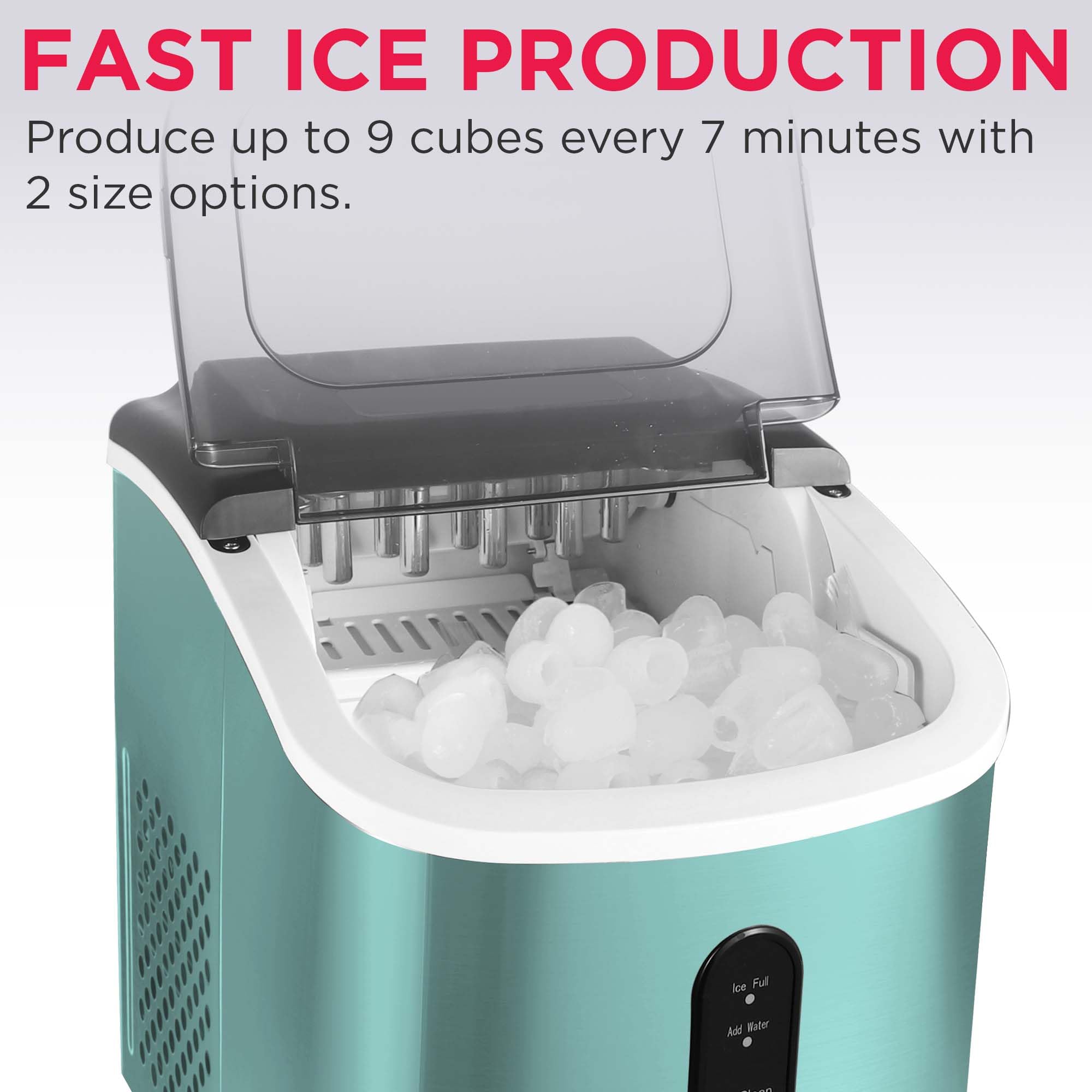 Frigidaire EFIC103-AMZ-SC Counter Top Maker with Over-Sized Ice Bucket, Stainless Steel, Self Cleaning Function, Heavy Duty, Stainless