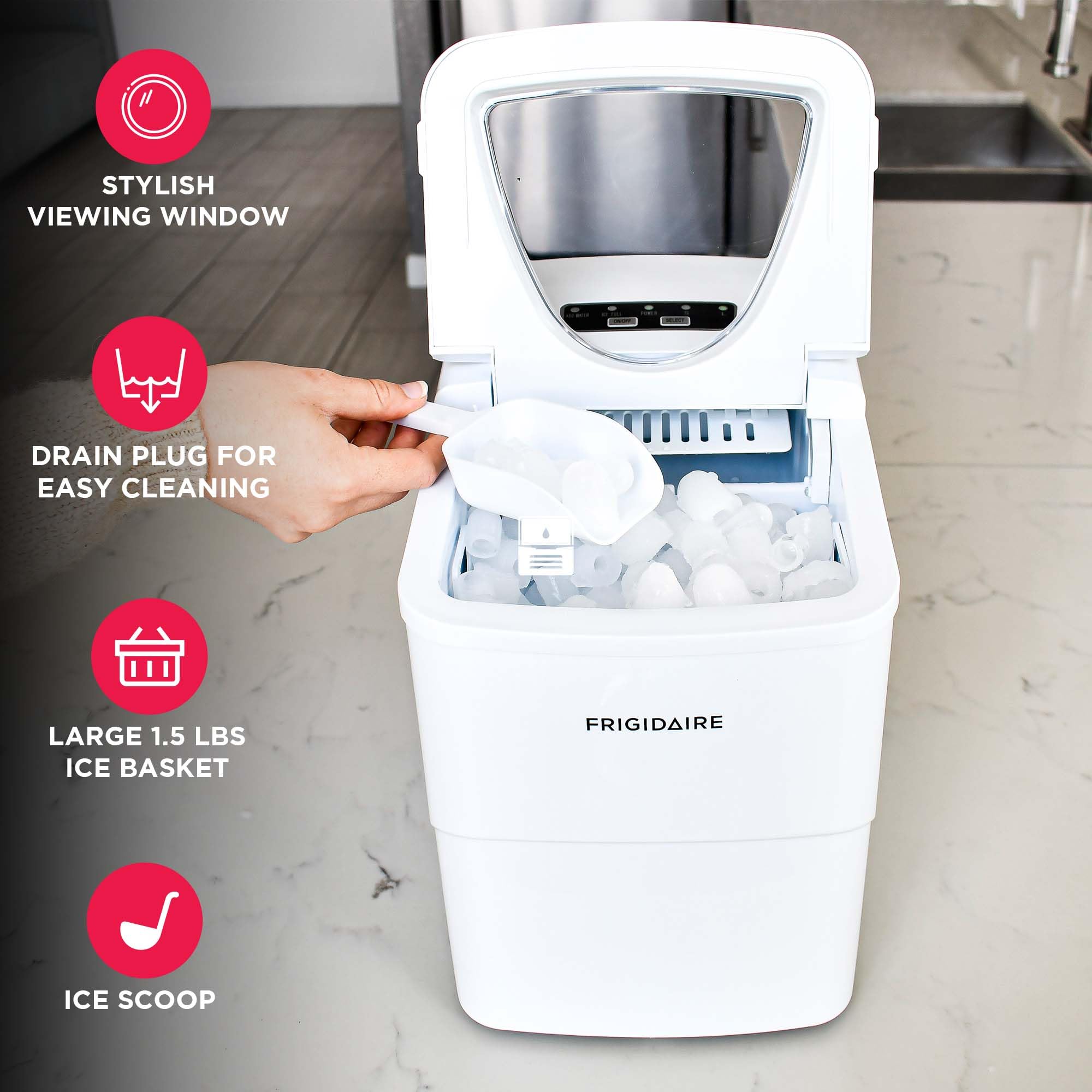 Frigidaire EFIC108 Counter top Portable, 26 lb per Day Compact Ice Maker Machine