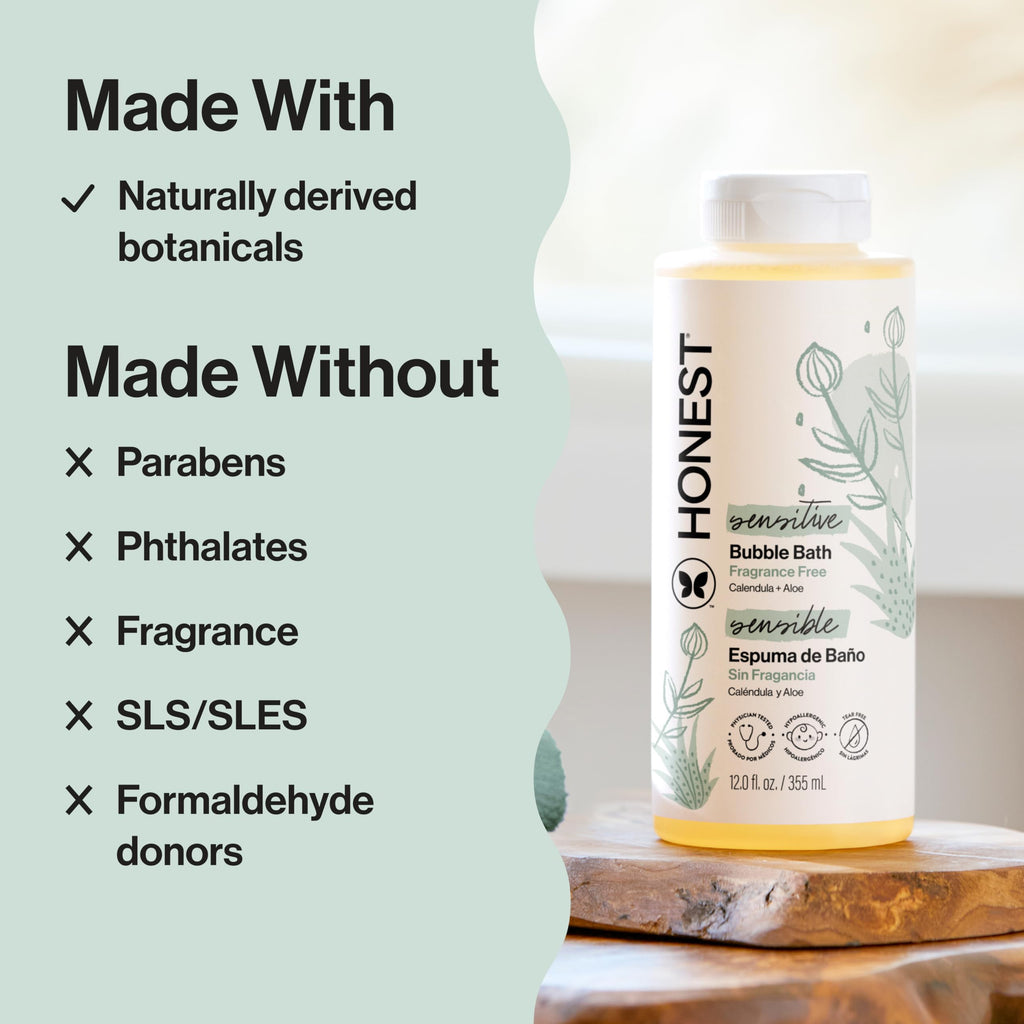 The Honest Company Foaming Bubble Bath, Naturally Derived, Tear-free, Hypoallergenic, Citrus Vanilla Refresh, 12 fl oz