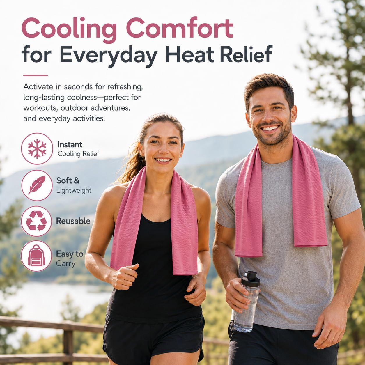 Cooling Towels 43.3" x 15.7" - Ice Towel, Sweat Towel, Cooling Towels for Neck & Face & Cooling Neck Wraps for Summer Heat - Neck Cooler for Quick Cool Down for Gym, Running, Golf, Yoga & Sports