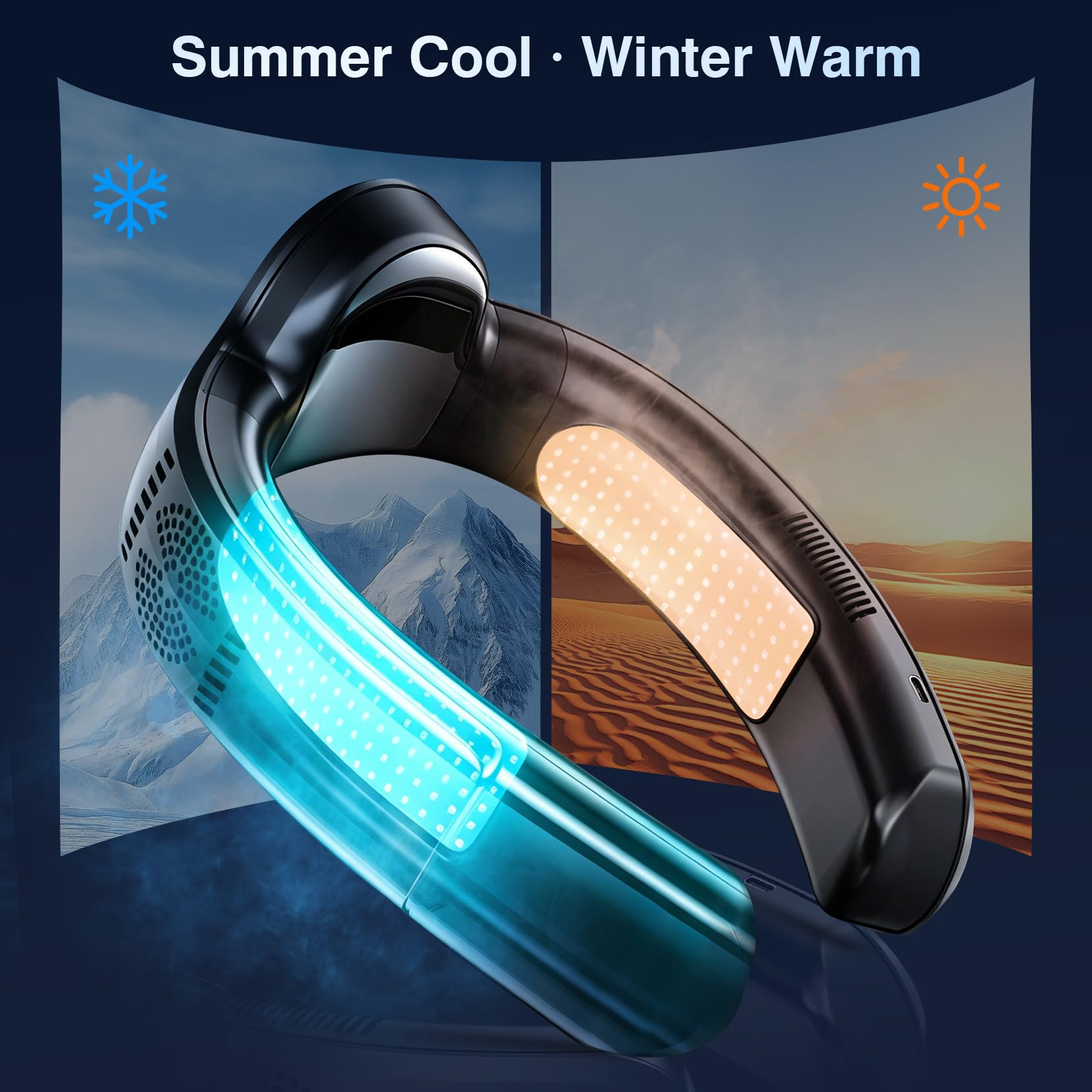 Portable Neck Air Conditioner Fan,Bladeless Fans,Long Endurance Limited Version Portable Neck Fan with LED Rechargeable Personal Neck Fans,3 Latest Cooler Plates,Quiet,Lightweight Neck Fans,Black