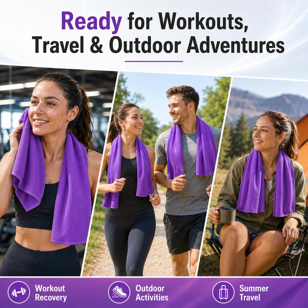 Cooling Towels 43.3" x 15.7" - Ice Towel, Sweat Towel, Cooling Towels for Neck & Face & Cooling Neck Wraps for Summer Heat - Neck Cooler for Quick Cool Down for Gym, Running, Golf, Yoga & Sports
