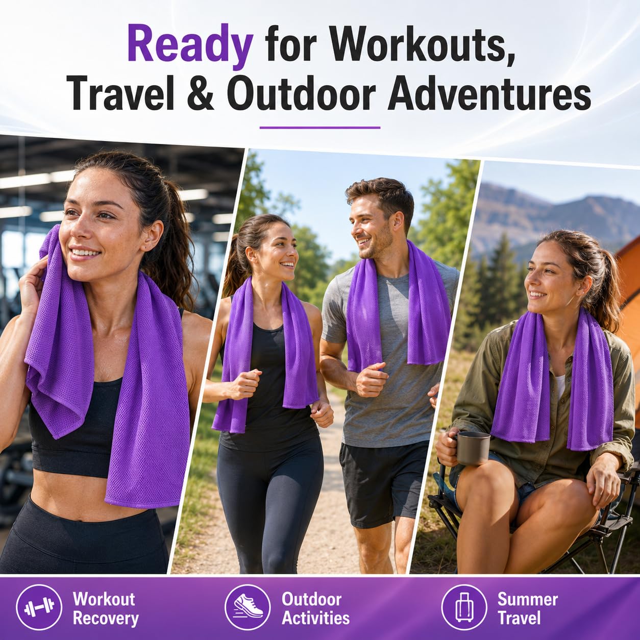 Cooling Towels 43.3" x 15.7" - Ice Towel, Sweat Towel, Cooling Towels for Neck & Face & Cooling Neck Wraps for Summer Heat - Neck Cooler for Quick Cool Down for Gym, Running, Golf, Yoga & Sports