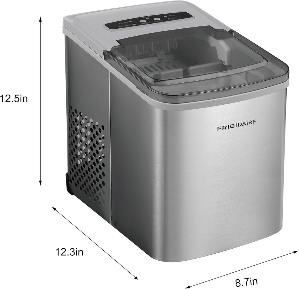 Frigidaire Portable Countertop Ice Maker, Stainless Steel, 26 lbs per Day, Self-Cleaning, Digital LED Control, 2.1 Qt Tank