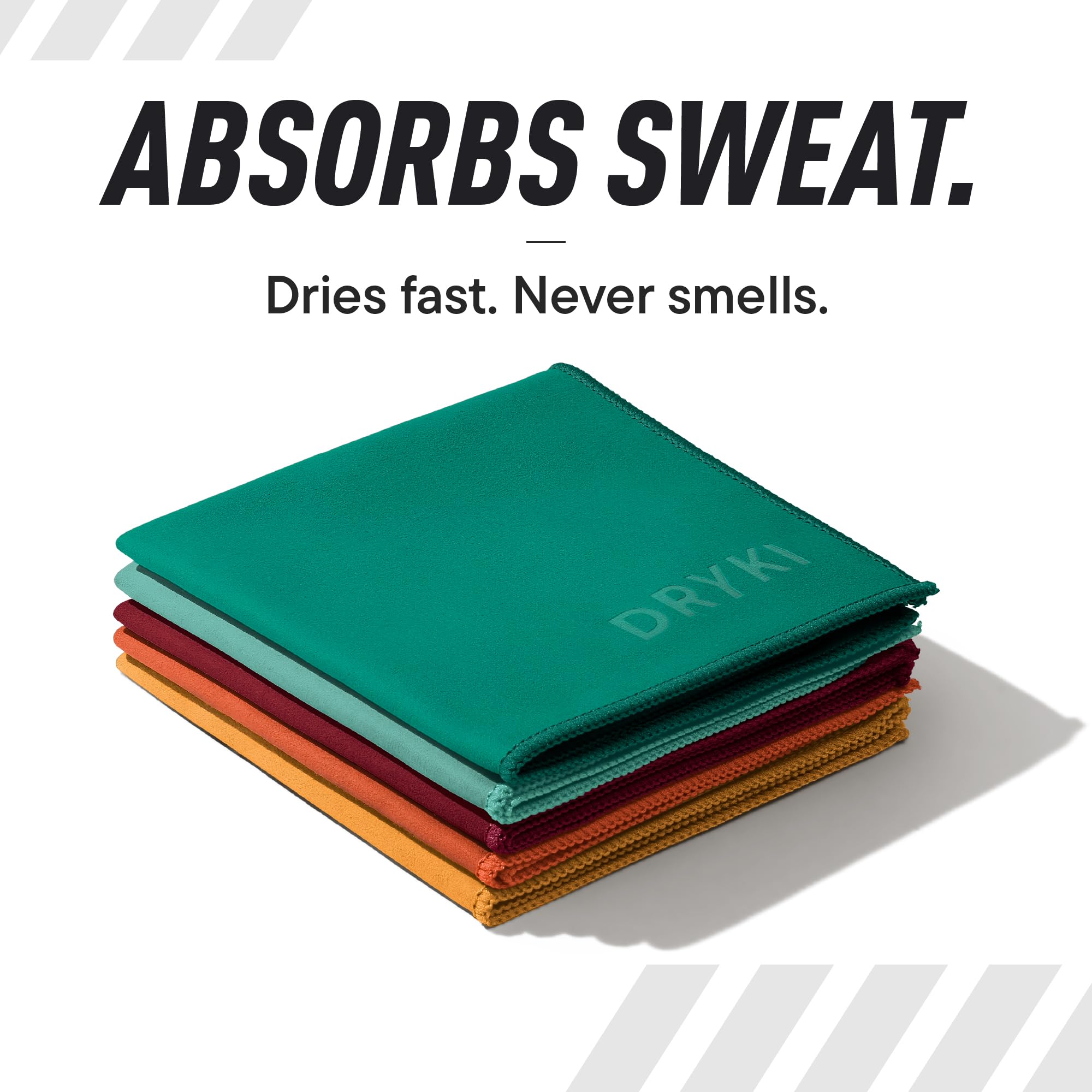 DRYKI Pocket-Sized Sweat Towels - The Original Sweat Absorbing Handkerchiefs - Quick-Dry Microfiber Sweat Rags for Face, Hands, & Body - Men & Women - Gym, Sports, and Work (Desert: 5 Pack)