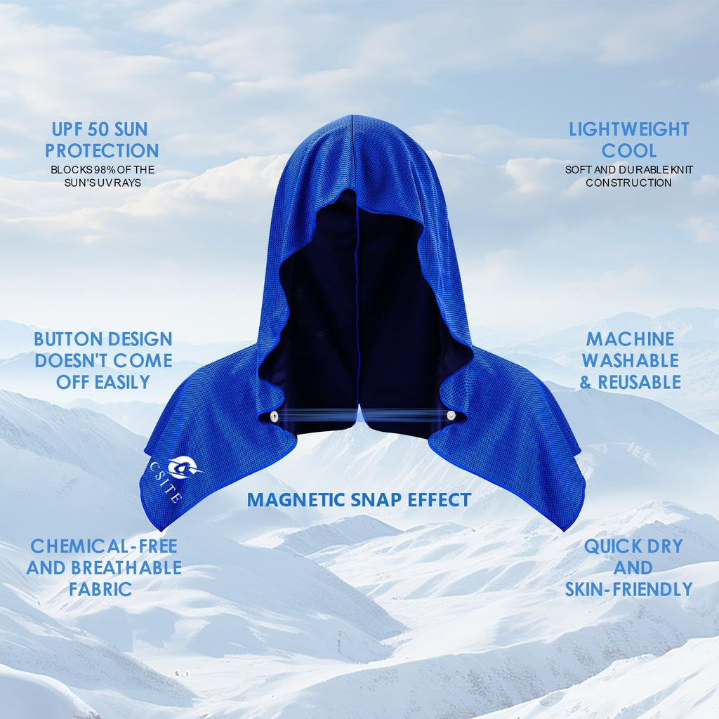 CSITE Cooling Hoodie Towels, Instant Cooling Towels for Neck and Face, UPF 50 Sun Protection, Ice Towel for Hot Weather, Head Towel for Sports, Camping, Cycling & More Activities