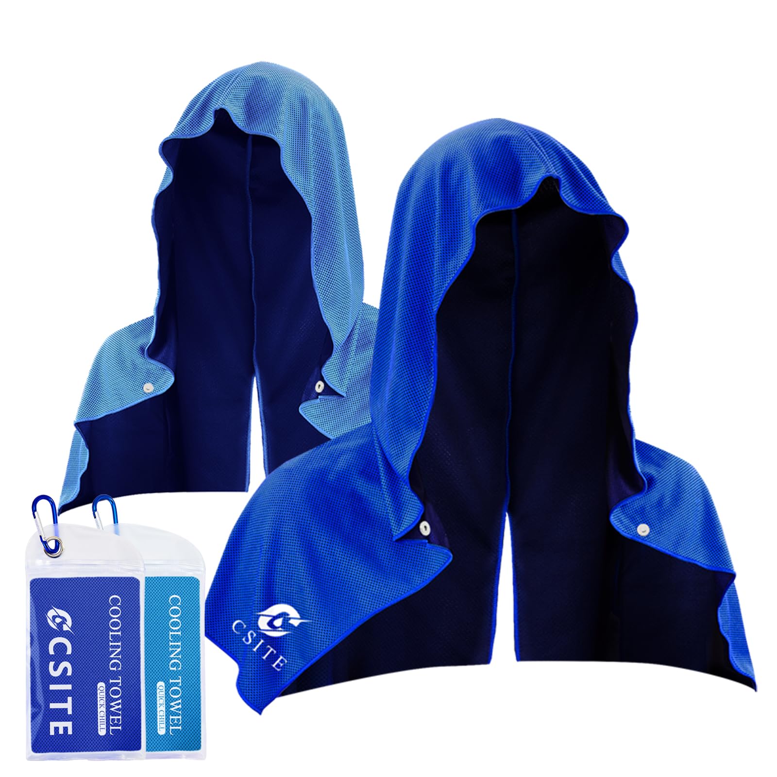 CSITE Cooling Hoodie Towels, Instant Cooling Towels for Neck and Face, UPF 50 Sun Protection, Ice Towel for Hot Weather, Head Towel for Sports, Camping, Cycling & More Activities