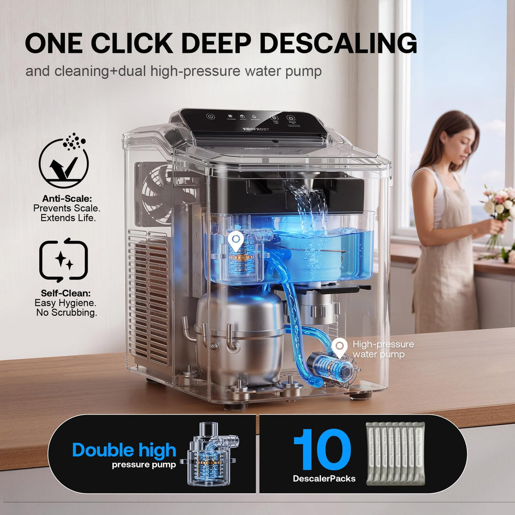 Nugget Ice Maker Countertop, Pellet Ice Makers Soft Chewable Ice 35lbs/Day, Premium Stainless Steel Ice Maker Machine Ready in 6 Mins with Scoop, Touch Screen & Auto Ice Drop for Home Kitchen Office
