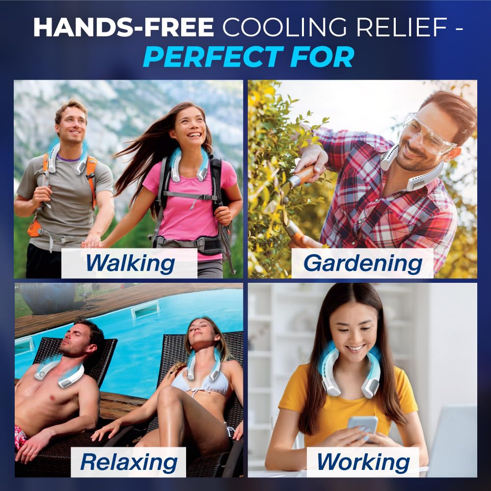 Arctic Air Freedom Personal Air Cooler - Portable 3-Speed Neck Fan, Hands-Free Wearable Design, Lightweight, Cordless And Rechargeable