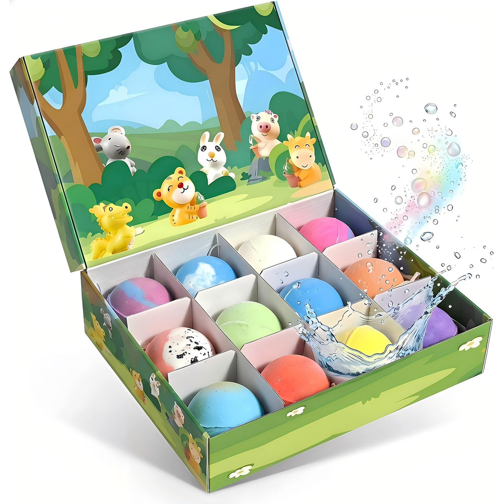 Bath Bombs with Toys Inside, 12 Pack Kids Bath Bombs with Surprise Inside, Play Fizz Bubble Bath Ball, Natural Organic Non Toxic Bath Bomb Gift Set for Boys Girls Toddler (12PcsBlue)