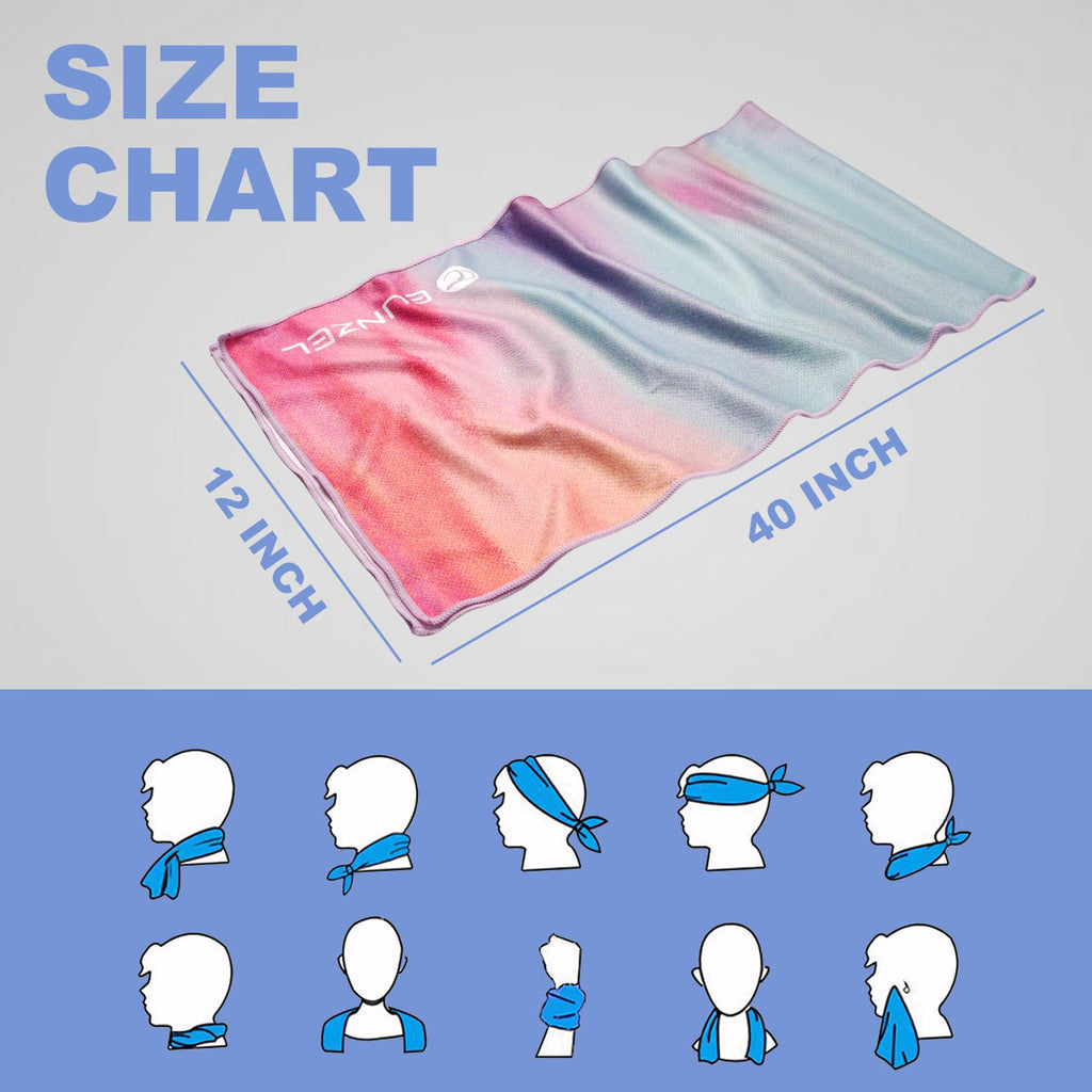 Eunzel Cooling Towel, Ice Towel for Neck, Soft Microfiber Chilly Towel Stay Cool for Sports, Yoga, Running, Gym, Workout, Biking, Camping & Outdoor Activities 40"x12"