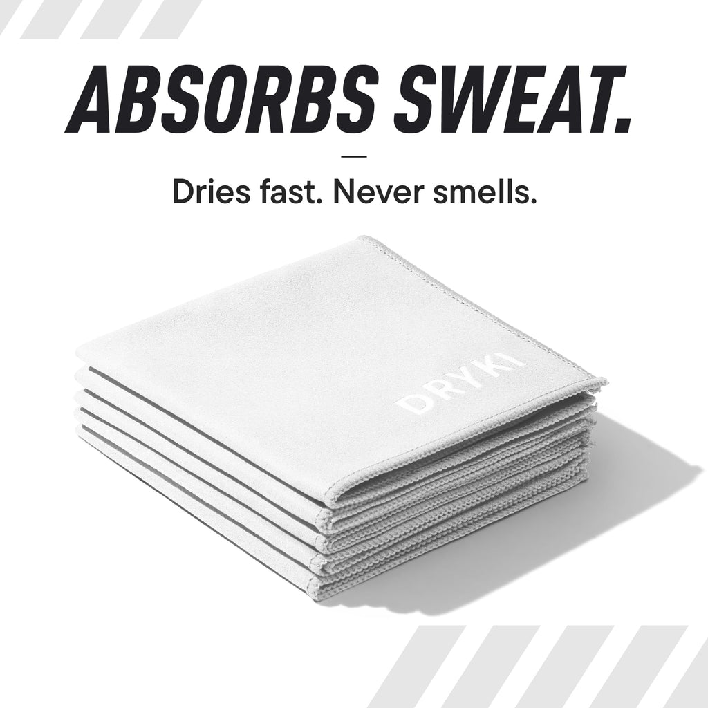 DRYKI Pocket-Sized Sweat Towels - The Original Sweat Absorbing Handkerchiefs - Quick-Dry Microfiber Sweat Rags for Face, Hands, & Body - Men & Women - Gym, Sports, and Work (Desert: 5 Pack)