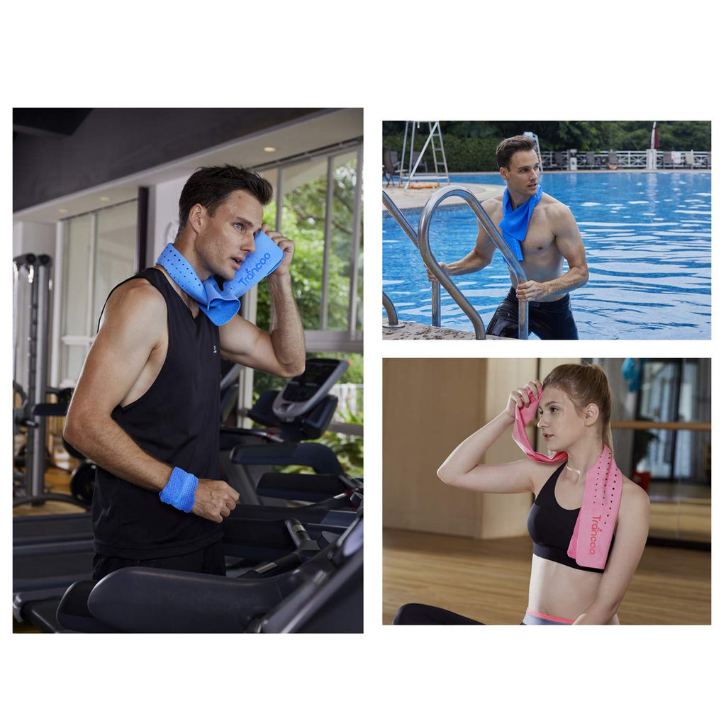 4 Packs PVA Cooling Towel(33"X7.85",Perforated Cooling Towel, PVA Cooling Scarf,Sweat Rags for Workout, Gym Towel, Neck Warp Sports Towel for Running, Hiking,Swimming Golf