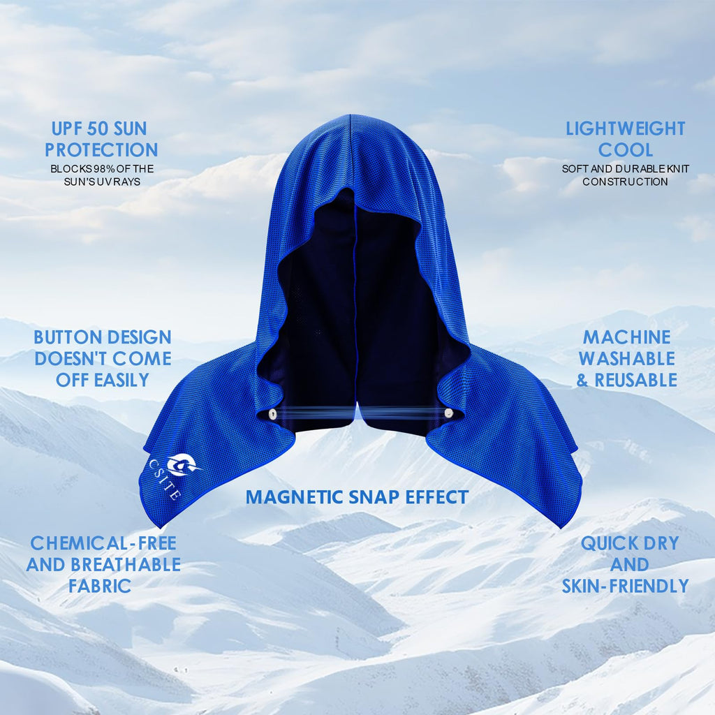CSITE Cooling Hoodie Towels, Instant Cooling Towels for Neck and Face, UPF 50 Sun Protection, Ice Towel for Hot Weather, Head Towel for Sports, Camping, Cycling & More Activities
