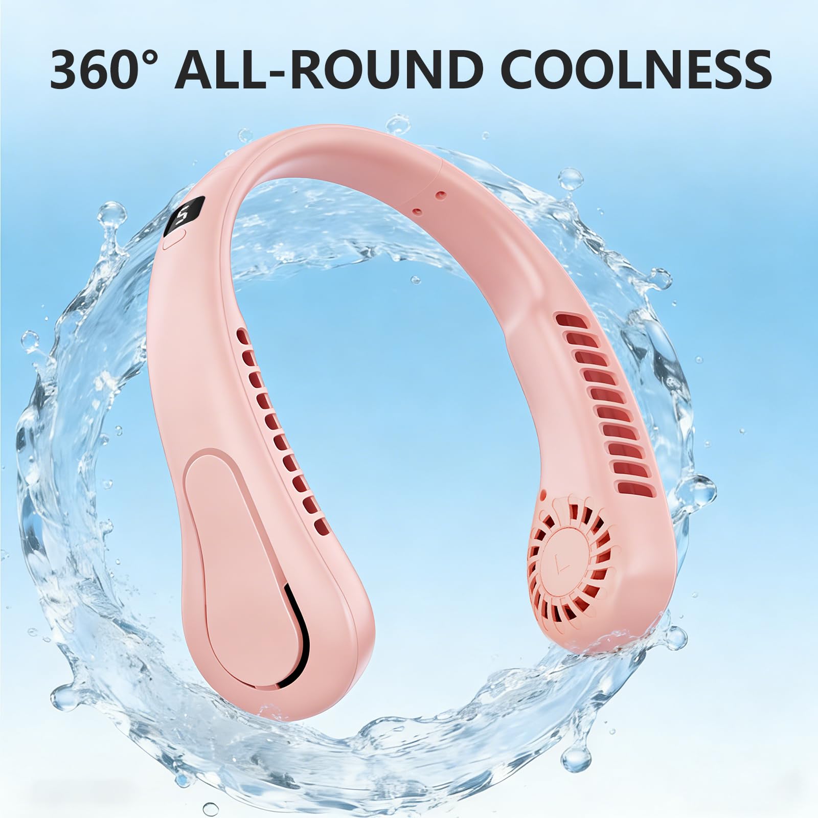 Portable Neck Fan, 360° Cooling Personal Fan, 5 Speeds, USB Rechargeable Wearable Neck Fan, Hands Free Bladeless Fan for Travel, Mini Fan, Birthday Gift for Women Men, White