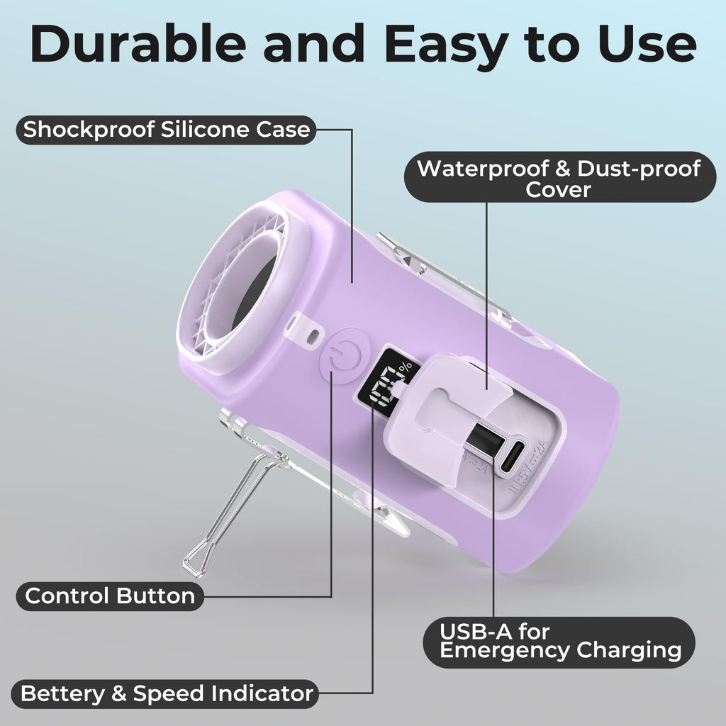 AMACOOL Portable Waist Fan Clip On, MAX 40H Work Time, 10000mAh Rechargeable Wearable Shirt Fan with Light, 16000RPM Powerful 5 Speed Belt Fans Personal Cooling Fans for Outdoor Jobsite Camping Travel