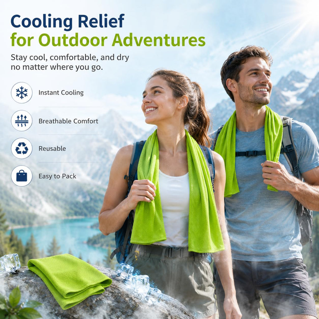 Cooling Towels 43.3" x 15.7" - Ice Towel, Sweat Towel, Cooling Towels for Neck & Face & Cooling Neck Wraps for Summer Heat - Neck Cooler for Quick Cool Down for Gym, Running, Golf, Yoga & Sports