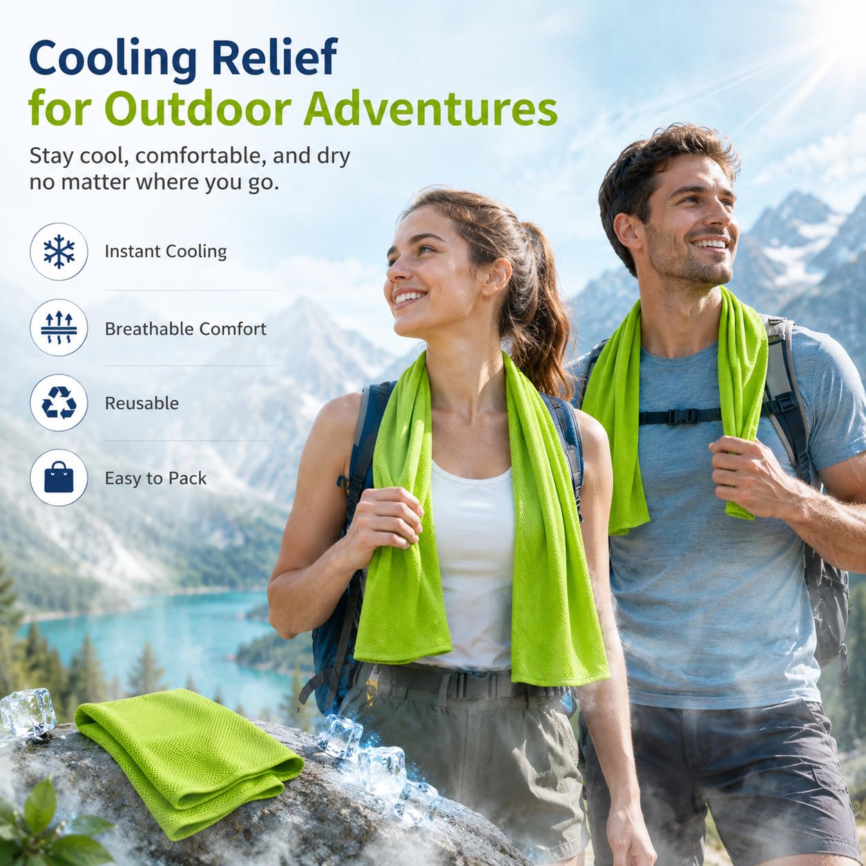 Cooling Towels 43.3" x 15.7" - Ice Towel, Sweat Towel, Cooling Towels for Neck & Face & Cooling Neck Wraps for Summer Heat - Neck Cooler for Quick Cool Down for Gym, Running, Golf, Yoga & Sports