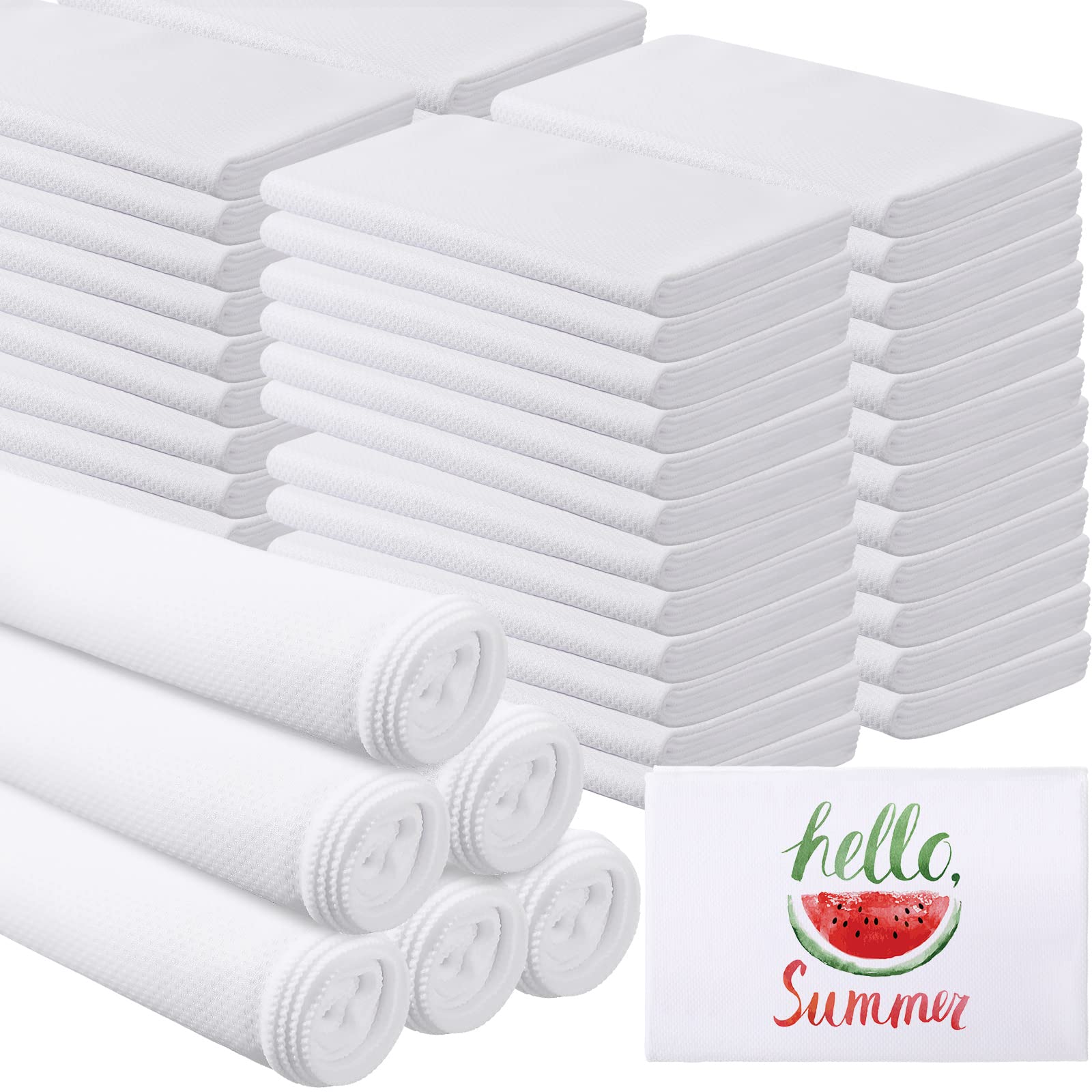 BBTO 6 Count Sublimation Cooling Towels Bulk for Sports 40"x12" White Golf Sweat Gym Towel Ice Breathable Soft Chilly Microfiber Sweat Rags for Neck Face Body Hot Weather Workout Sports