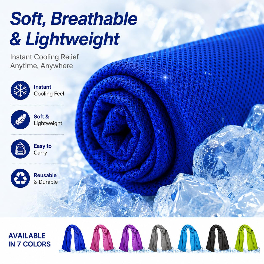 Cooling Towels 43.3" x 15.7" - Ice Towel, Sweat Towel, Cooling Towels for Neck & Face & Cooling Neck Wraps for Summer Heat - Neck Cooler for Quick Cool Down for Gym, Running, Golf, Yoga & Sports