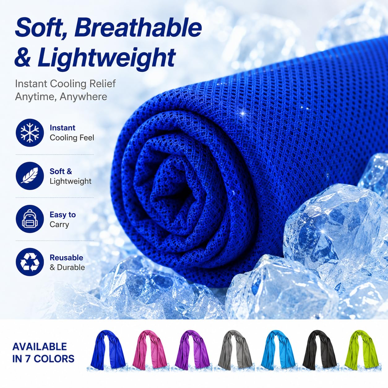 Cooling Towels 43.3" x 15.7" - Ice Towel, Sweat Towel, Cooling Towels for Neck & Face & Cooling Neck Wraps for Summer Heat - Neck Cooler for Quick Cool Down for Gym, Running, Golf, Yoga & Sports