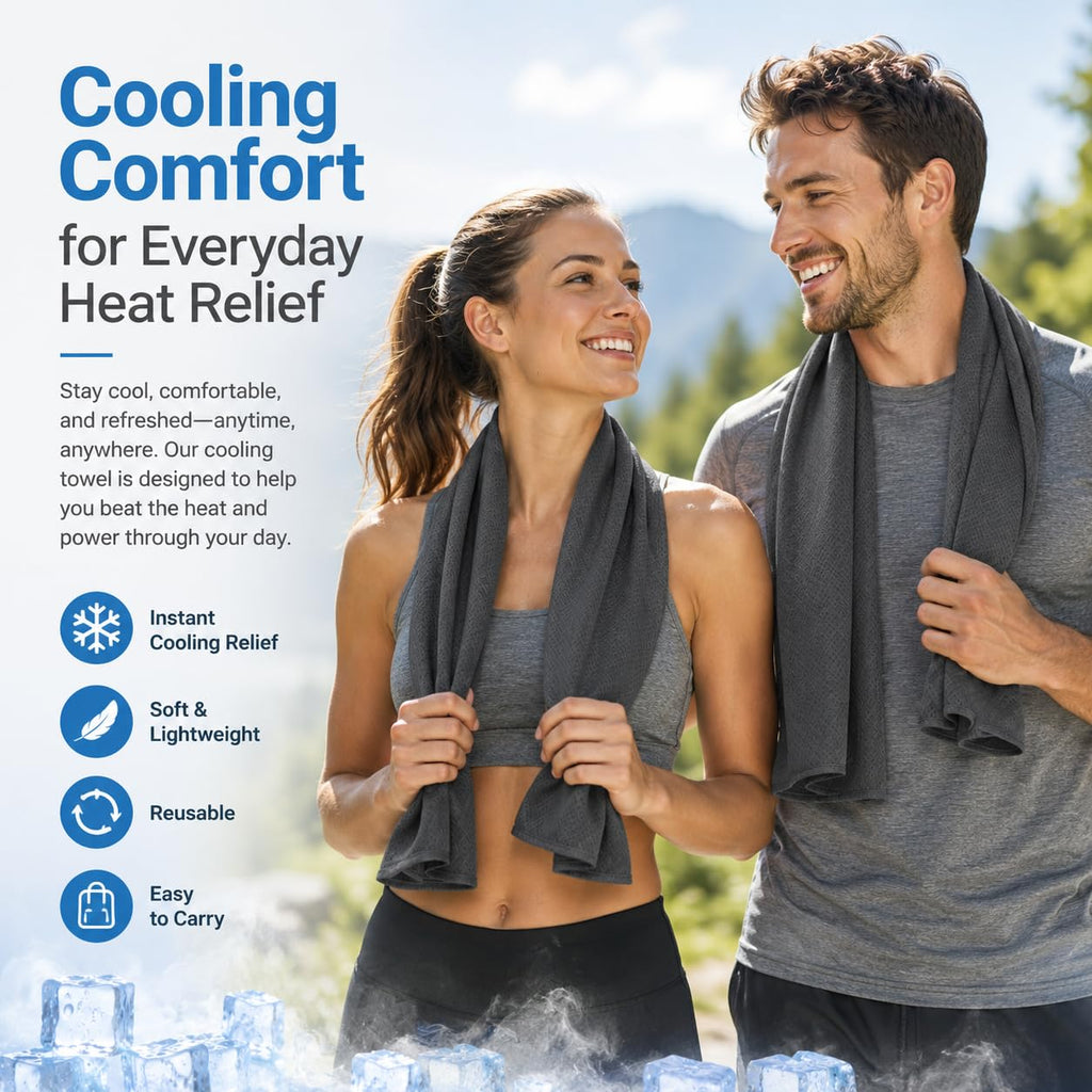 Cooling Towels 43.3" x 15.7" - Ice Towel, Sweat Towel, Cooling Towels for Neck & Face & Cooling Neck Wraps for Summer Heat - Neck Cooler for Quick Cool Down for Gym, Running, Golf, Yoga & Sports