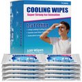 Cooling Face Body Wipes - 10 Packs of 10 (100 Wipes) - Disposable Individually Wrapped No-Rinse Cooling Towels, Extra-Thick Oversized Body Cleansing Wipes for Sports, Travel, Camping in Hot Weather