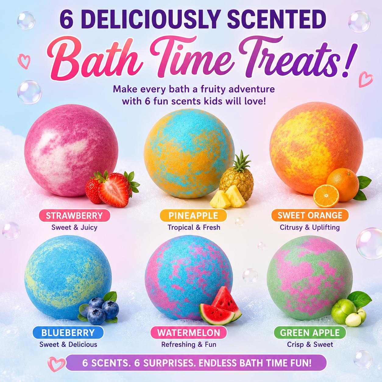 Bath Bombs for Kids with Surprise Inside - Organic Bath Fizzies with Toys Inside. All Natural, Gentle, and Kids Safe, Rainbow Spa Bath Fizz Balls, Birthday Gifts for Boys, Toddlers, Baby