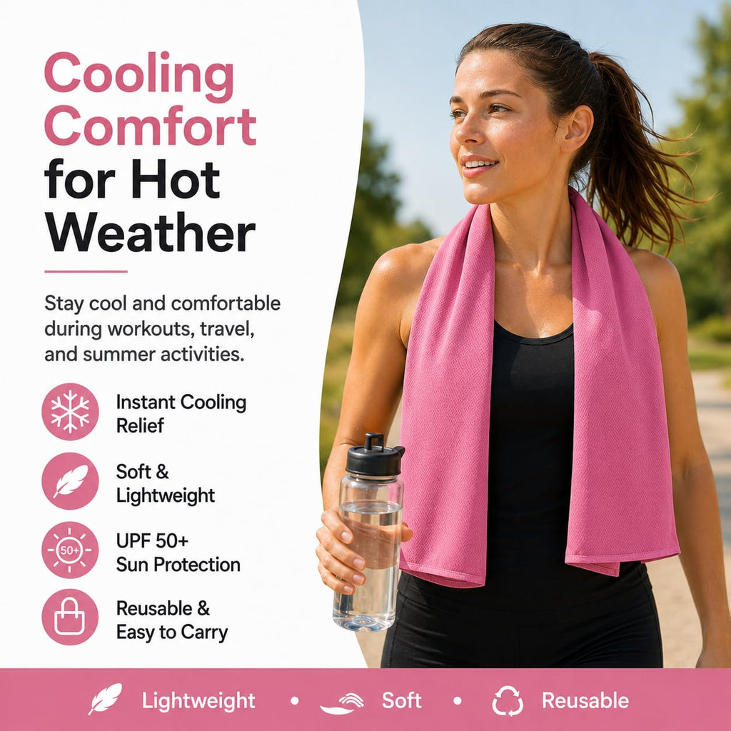 Cooling Towels 43.3" x 15.7" - Ice Towel, Sweat Towel, Cooling Towels for Neck & Face & Cooling Neck Wraps for Summer Heat - Neck Cooler for Quick Cool Down for Gym, Running, Golf, Yoga & Sports