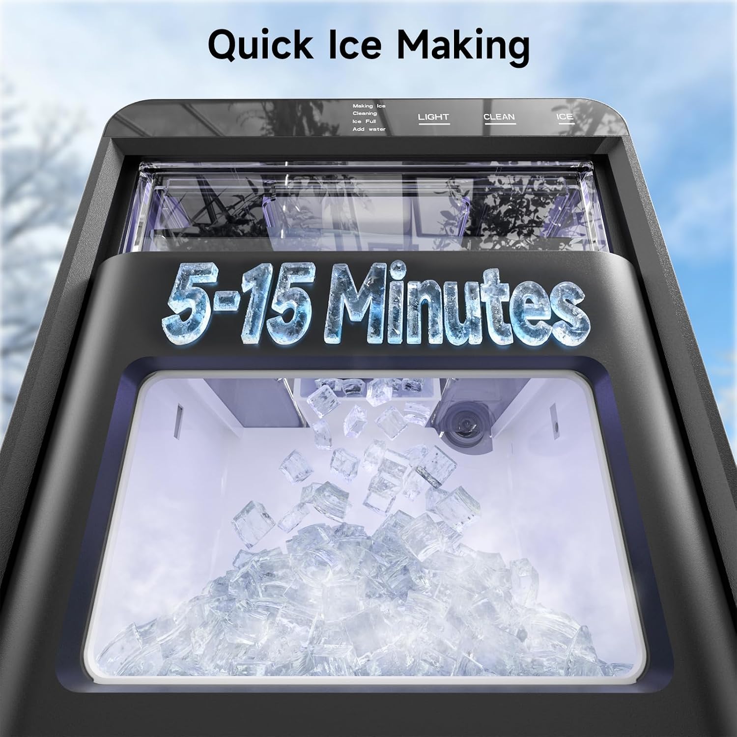 Nugget Ice Maker Countertop, 45Lbs/24H Pebble Ice Maker with Water Tank, Soft Chewable Pellet Ice Machine with Self-Cleaning for Kitchens/Home/Office