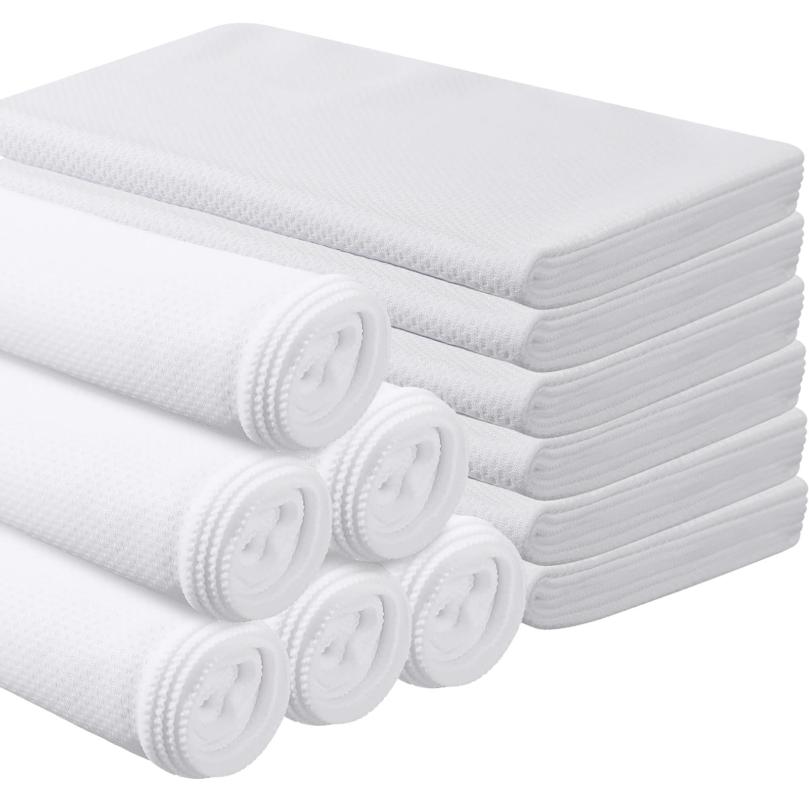 BBTO 6 Count Sublimation Cooling Towels Bulk for Sports 40"x12" White Golf Sweat Gym Towel Ice Breathable Soft Chilly Microfiber Sweat Rags for Neck Face Body Hot Weather Workout Sports