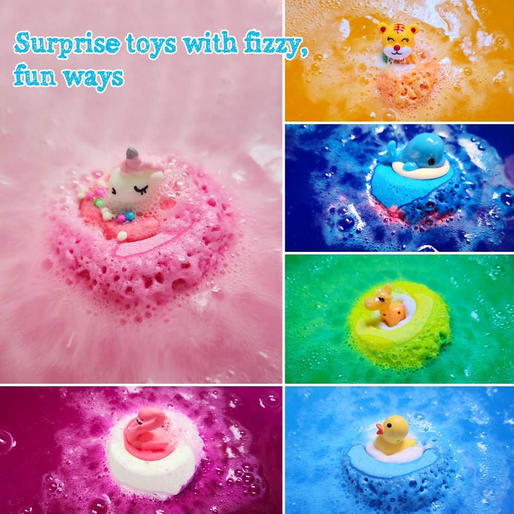 Aofmee Bath Bombs for Kids, 12 Pcs Kids Bath Bombs with Essential Oil, 6 Animal Shapes and Fruity Aroma, Natural Organic Spa Gift Set for Boys Girls, Birthday Christmas Halloween