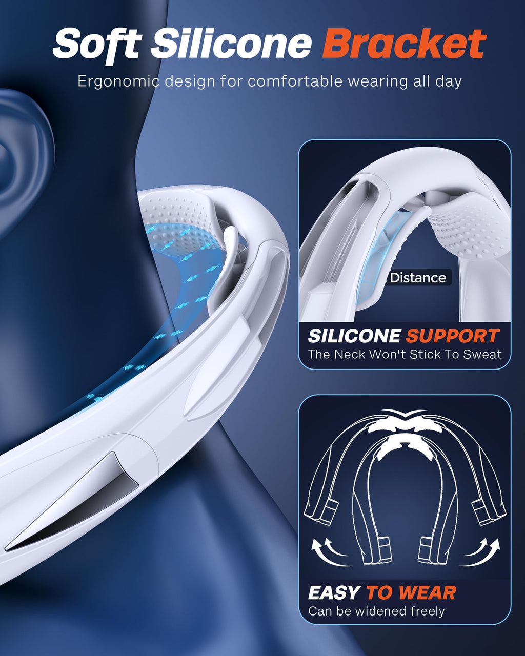 Laimiod Neck Fan - Portable Neck Fan with LED Book Light, 6-20h Long Battery Life, 6 Speeds Adjustable, USB-C Rechargeable, Hands-Free Wearable Fan, Cooling Personal Fan Gifts for Men Women Dad Mom | Comfortable Silicone Made, 6-20 Hours Long Lasting, 6 A