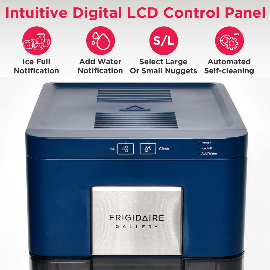 Frigidaire Compact Countertop Ice Maker, Makes 26 Lbs. of Bullet Shaped Ice Cubes Per Day, Silver Stainless