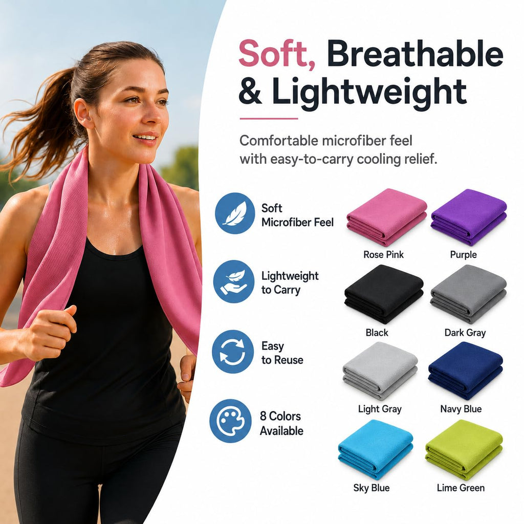 Cooling Towels 43.3" x 15.7" - Ice Towel, Sweat Towel, Cooling Towels for Neck & Face & Cooling Neck Wraps for Summer Heat - Neck Cooler for Quick Cool Down for Gym, Running, Golf, Yoga & Sports