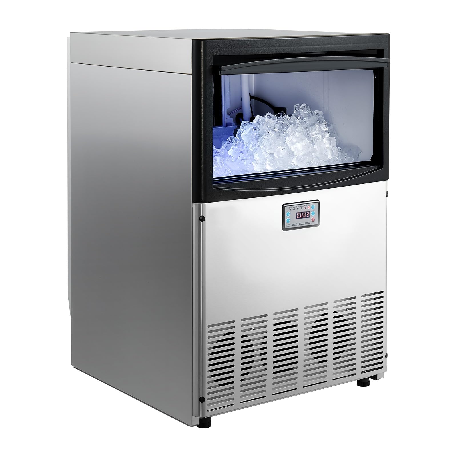 VEVOR Commercial Ice Maker Machine, 80 lbs/24h with 13 lbs Storage Capacity, Countertop/Freestanding/Under Counter, Stainless Steel Ice Maker with LED Display & Self-Cleaning, for Home Bar Restaurant