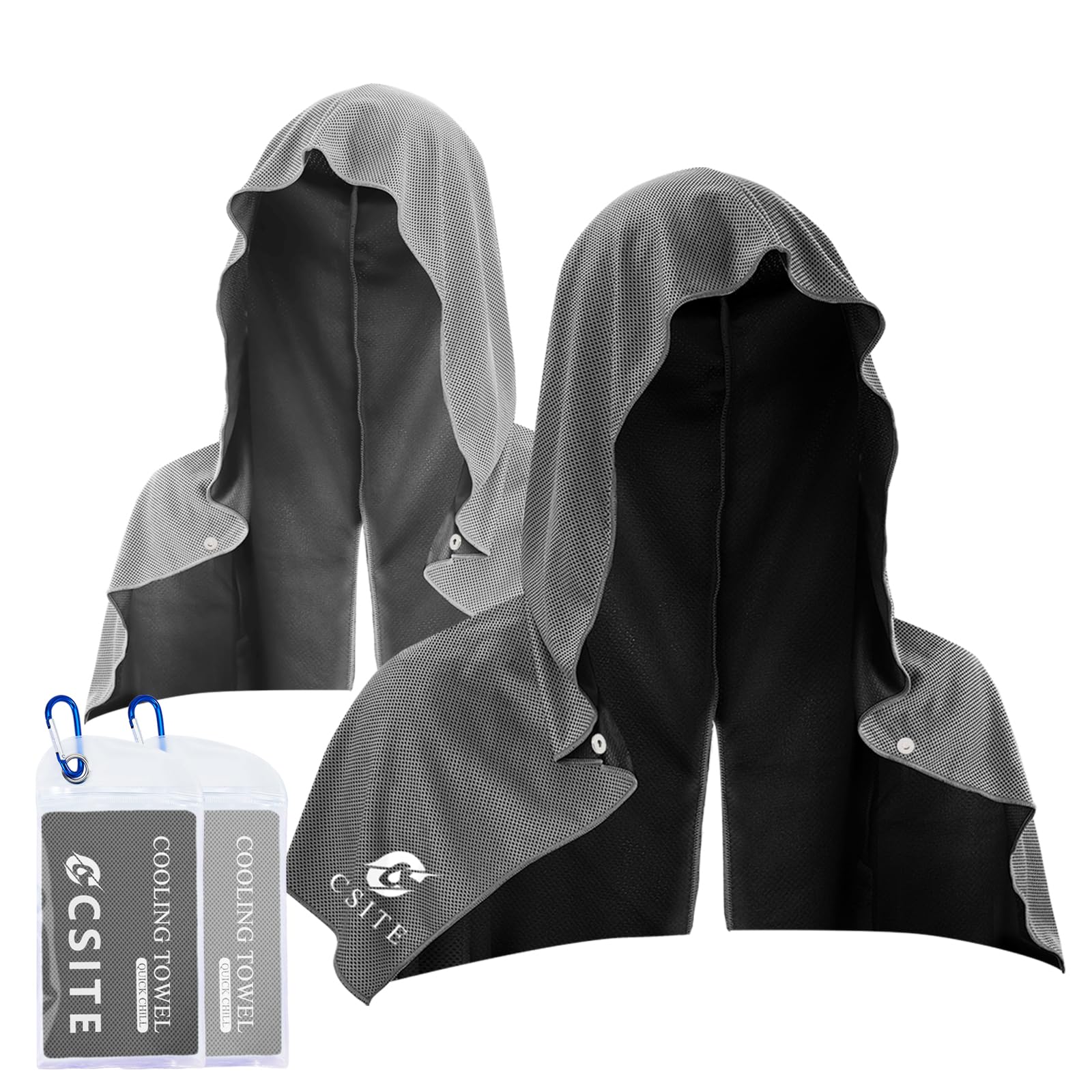 CSITE Cooling Hoodie Towels, Instant Cooling Towels for Neck and Face, UPF 50 Sun Protection, Ice Towel for Hot Weather, Head Towel for Sports, Camping, Cycling & More Activities