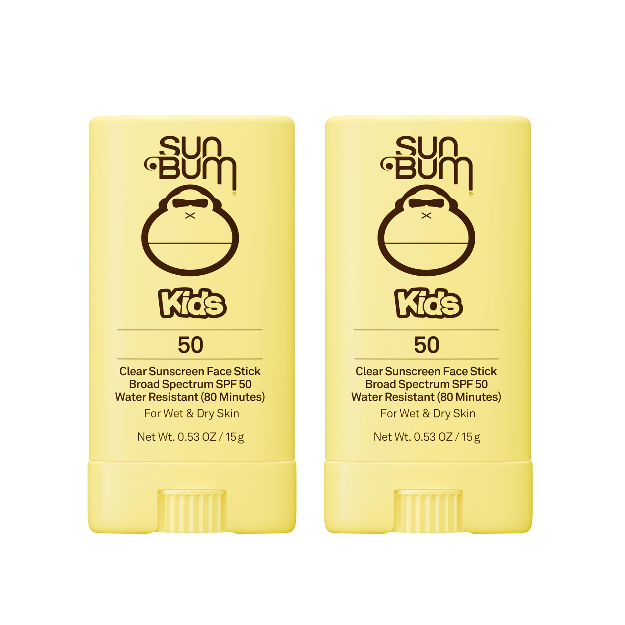 Sun Bum Kids SPF 50 Clear Face Stick Sunscreen - Wet or Dry Skin Application Broad Spectrum Sunscreen with Vitamin E - Hawaii Act 104 Compliant (Without Octinoxate & Oxybenzone) - Travel Size 0.53 oz