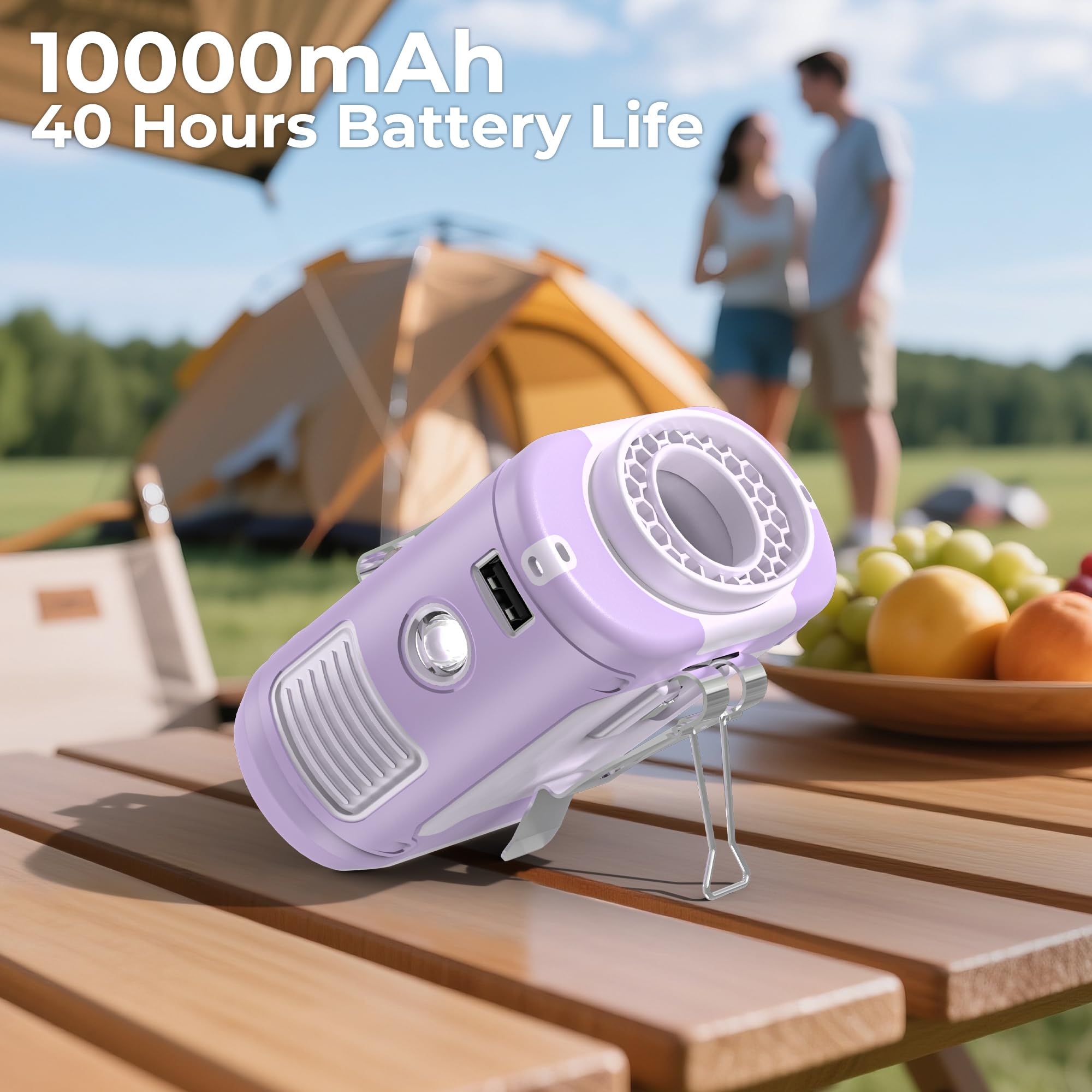 AMACOOL Portable Waist Fan Clip On, MAX 40H Work Time, 10000mAh Rechargeable Wearable Shirt Fan with Light, 16000RPM Powerful 5 Speed Belt Fans Personal Cooling Fans for Outdoor Jobsite Camping Travel