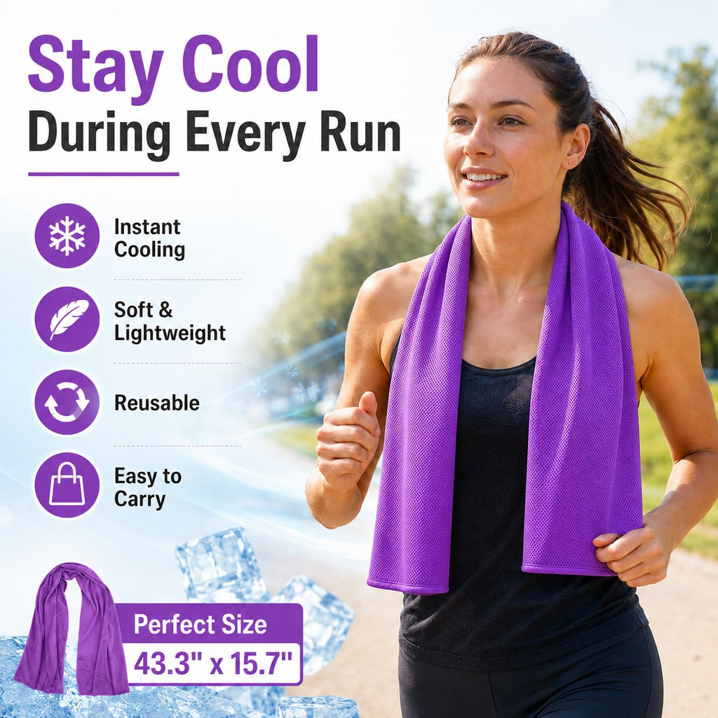 Cooling Towels 43.3" x 15.7" - Ice Towel, Sweat Towel, Cooling Towels for Neck & Face & Cooling Neck Wraps for Summer Heat - Neck Cooler for Quick Cool Down for Gym, Running, Golf, Yoga & Sports