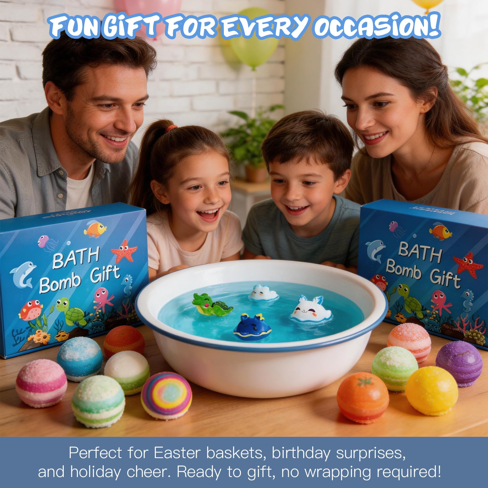 Bath Bombs with Toys Inside for Kids Toddler 1-3 Fizz Bathbombs Surprise Natural Organic Bubble Balls Boys and Girls Gifts Bulk Beads Foam Bubbly Ocean Burbujas para Bañera Niños