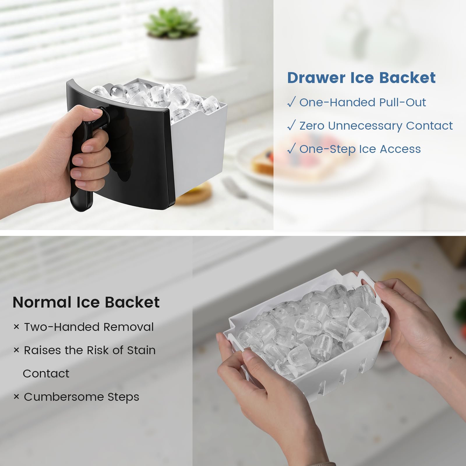 Ice Maker Countertop, Efficient Easy Carry Ice Machine, Self-Cleaning Ice Maker with Ice Scoop & Basket, 9pcs/ 6mins 26.6Lbs Per Day for Home/Office/Kitchen,Black
