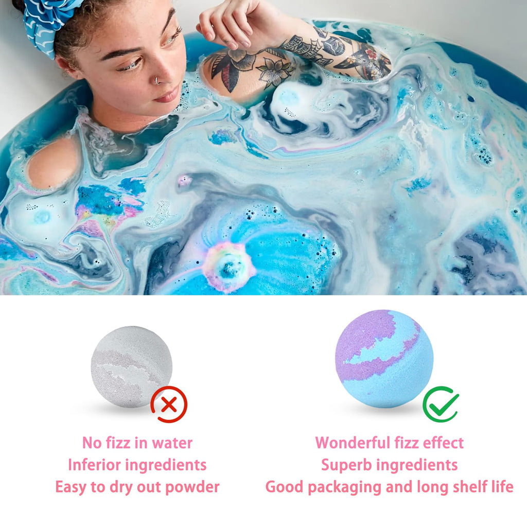 Bath Bombs Salt Balls,6 Natural Handmade Bath Bomb Kit,Organic Bathbombs with Rosemary Lemon Rose,Perfect for Bubble Spa Bath,Birthday Gifts for Boys, Girls