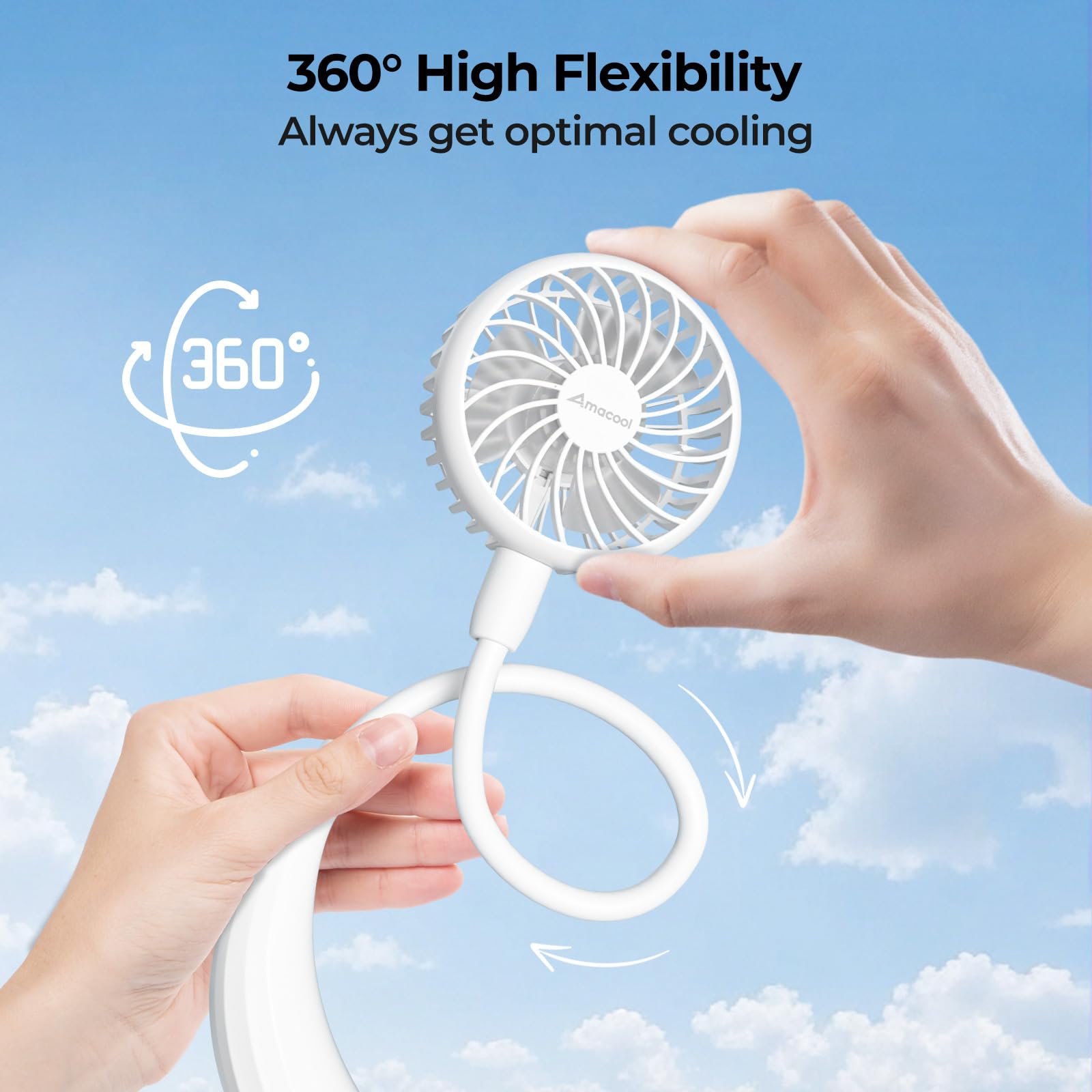 AMACOOL Portable Neck Fan, Lightweight Wearable with Hands-Free Comfort, 360° Adjustable Personal Fan with Ultra Quiet & Strong Wind, Gifts for Men Women Hot Flashes Cruise Travel Outdoor Sports 2026