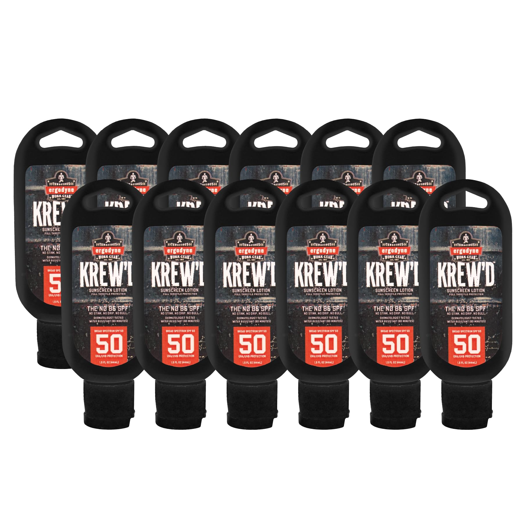 Ergodyne KREW'D 6355 Sunscreen Lotion, Broad Spectrum SPF 50, Water Resistant, 32 oz, 4-Pack, White