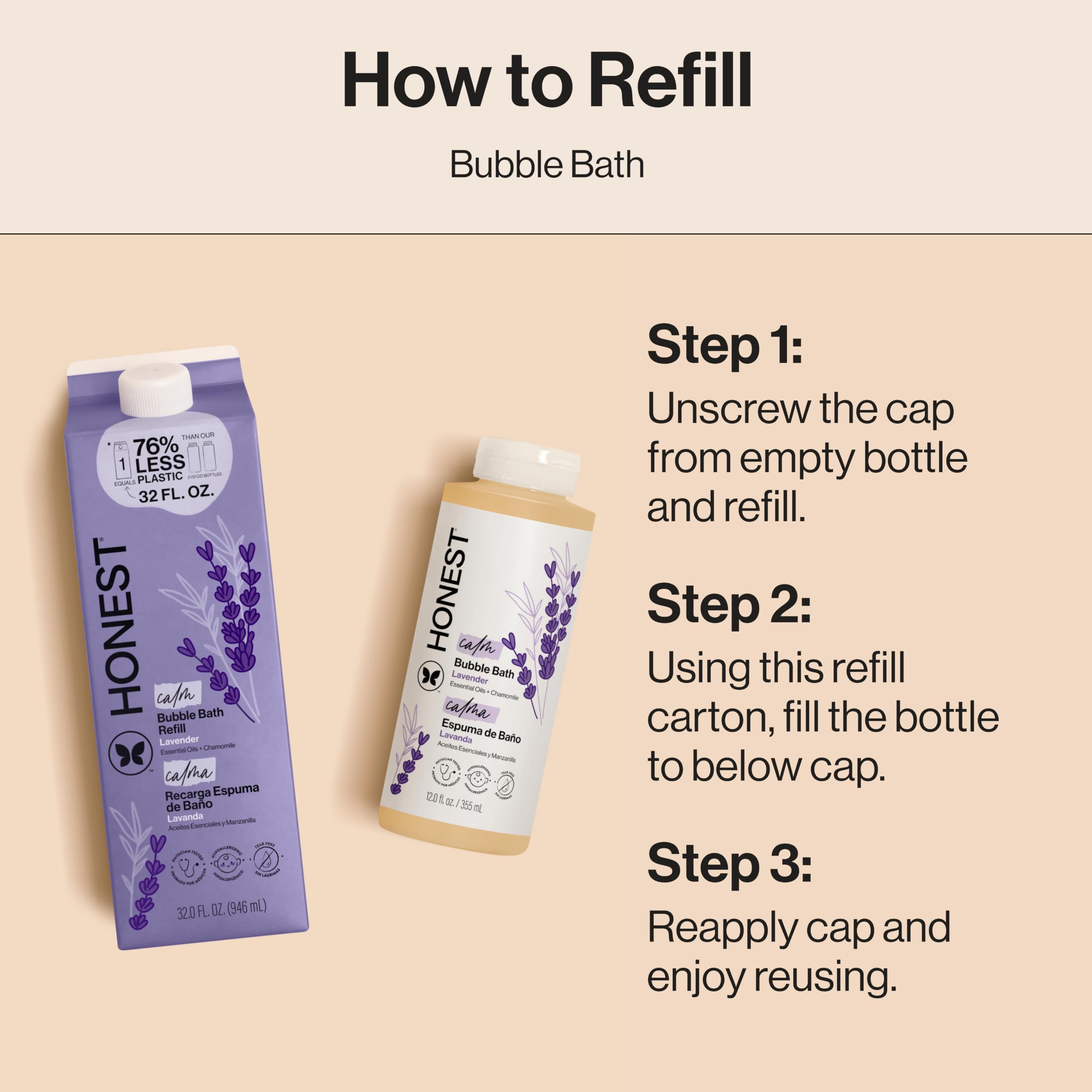 The Honest Company Foaming Bubble Bath, Naturally Derived, Tear-free, Hypoallergenic, Citrus Vanilla Refresh, 12 fl oz