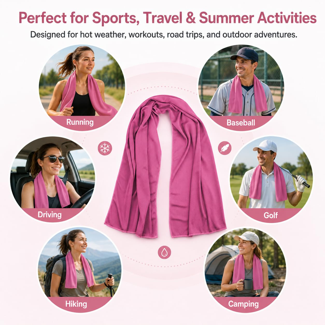 Cooling Towels 43.3" x 15.7" - Ice Towel, Sweat Towel, Cooling Towels for Neck & Face & Cooling Neck Wraps for Summer Heat - Neck Cooler for Quick Cool Down for Gym, Running, Golf, Yoga & Sports