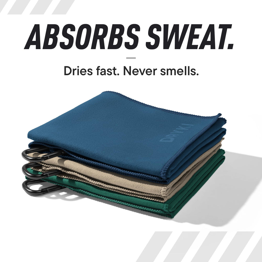 DRYKI Sweat Absorbing Handkerchiefs - The Original Pocket-Sized Sweat Towels - Quick-Dry Microfiber Sweat Rags for Face, Hands, & Body - Men & Women - Gym, Sports, and Work (Forest: 5 Pack)