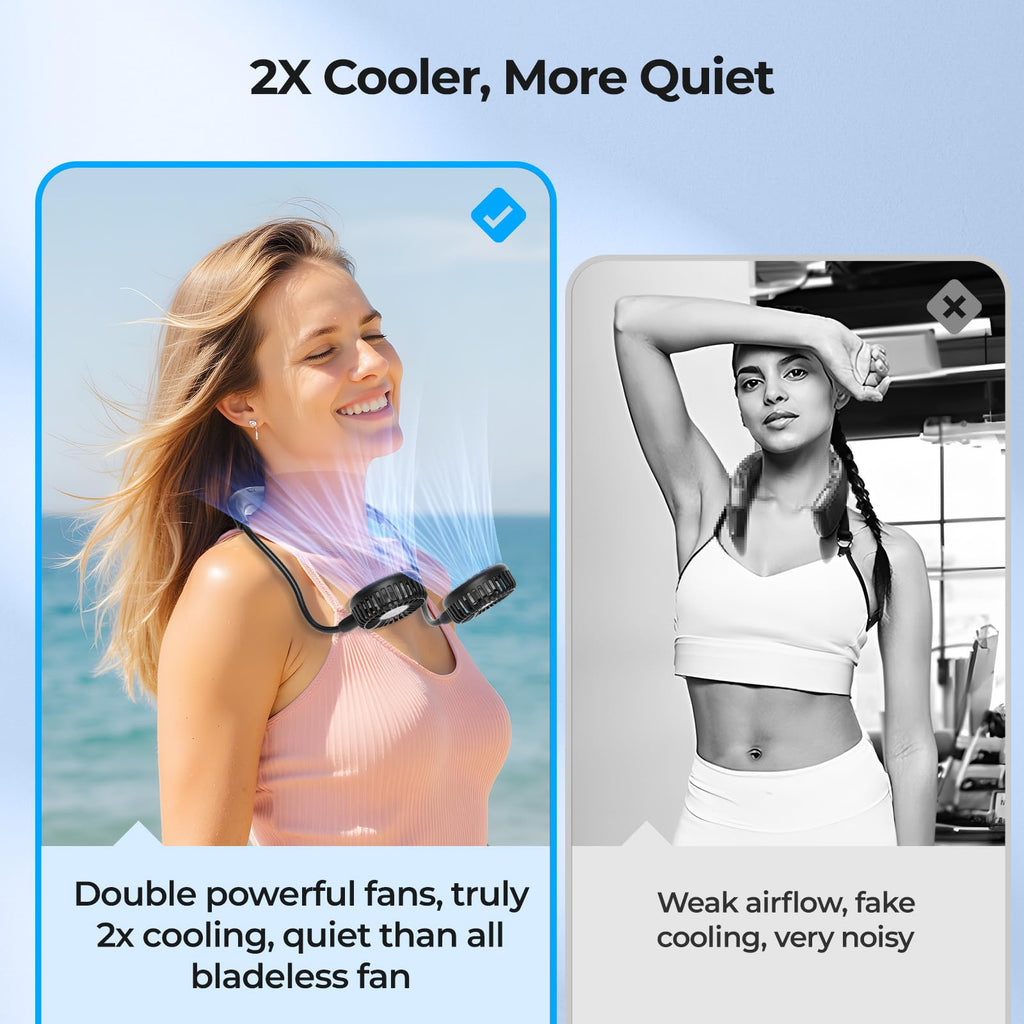 AMACOOL Portable Neck Fan, Lightweight Wearable with Hands-Free Comfort, 360° Adjustable Personal Fan with Ultra Quiet & Strong Wind, Gifts for Men Women Hot Flashes Cruise Travel Outdoor Sports 2026
