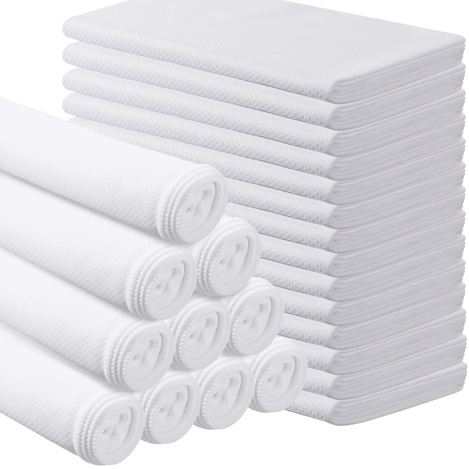 BBTO 6 Count Sublimation Cooling Towels Bulk for Sports 40"x12" White Golf Sweat Gym Towel Ice Breathable Soft Chilly Microfiber Sweat Rags for Neck Face Body Hot Weather Workout Sports